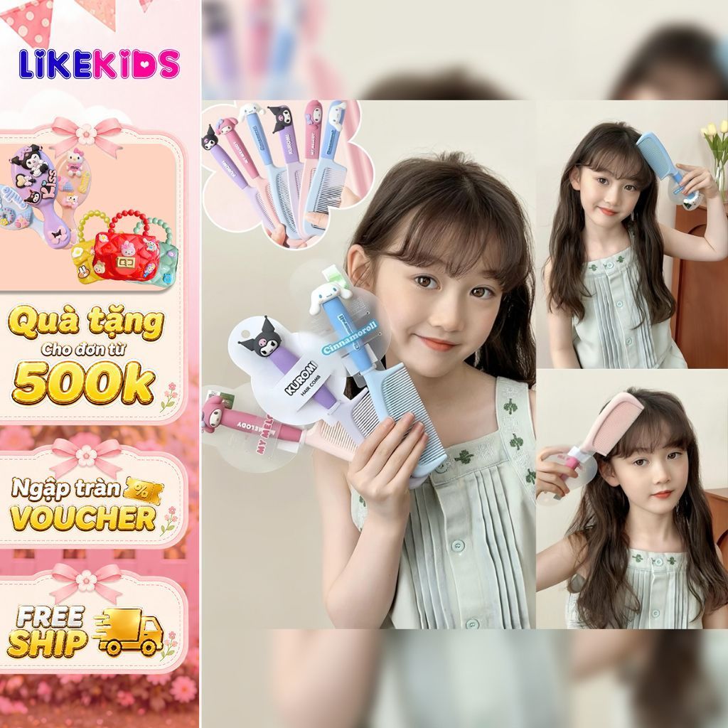 LƯỢC cho bé gái hoạ tiết dễ thương LikeKids