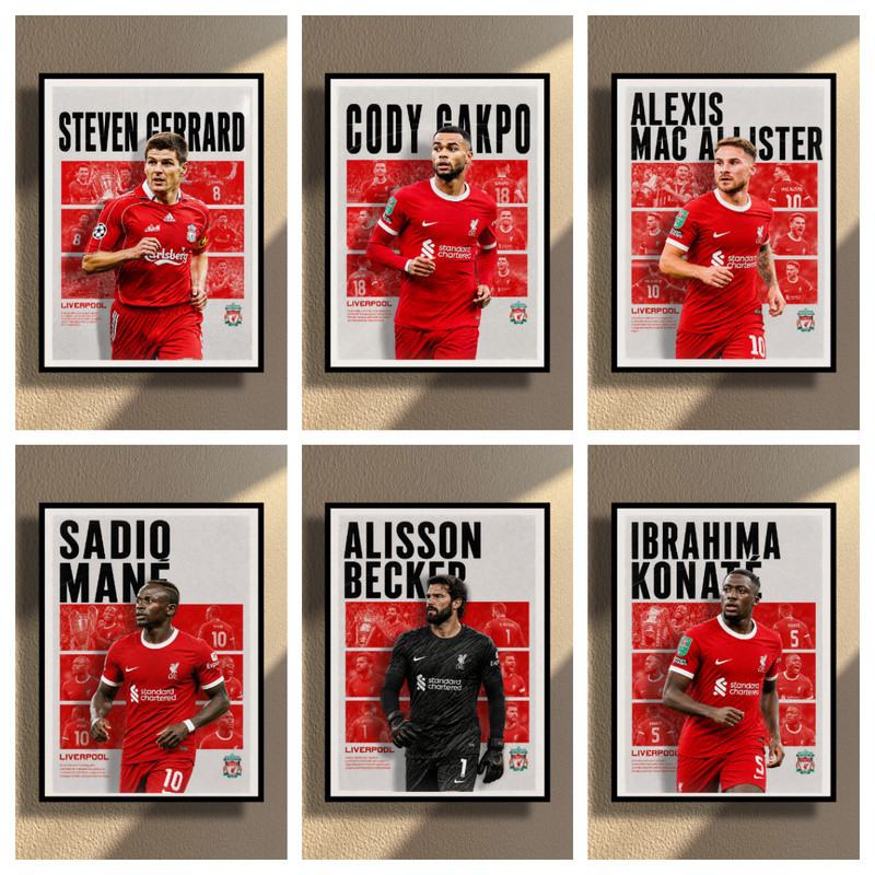 Tùy Chỉnh Cá Tính Liverpool Poster Trio Bức Tranh Tường Diogo Jota Trent Alexander Arnold Steven Ger