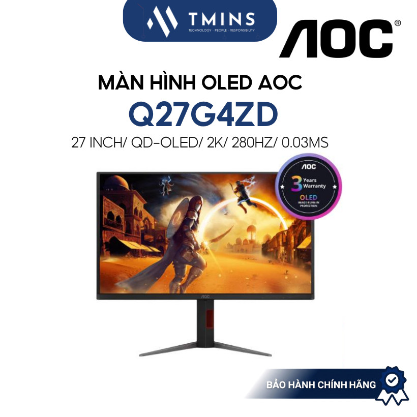 Màn hình OLED AOC Q27G4ZD (27 inch/ QD-OLED/ 2K/ 280Hz/ 0.03ms) - Bảo hành 36 Tháng