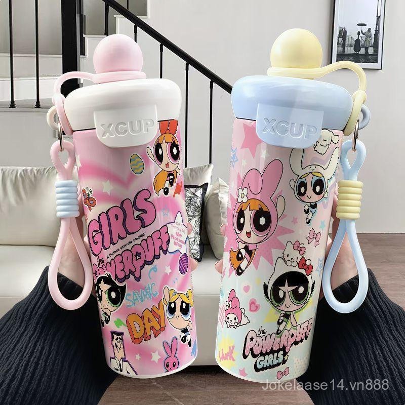 The Powerpuff Girls The Powerpuff Girls Hoạt Hình Dễ Thương Giữ Nhiệt Cốc Thép Không Gỉ Ống Hút Cốc 