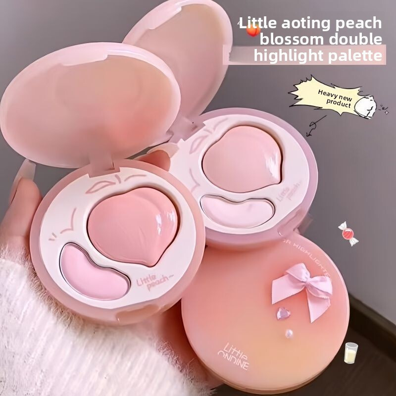 ❈ ❈ · Little Ondine Peach Highlight Paste Double Effect Gloss Highlight Disc Matte Facial Brightenin