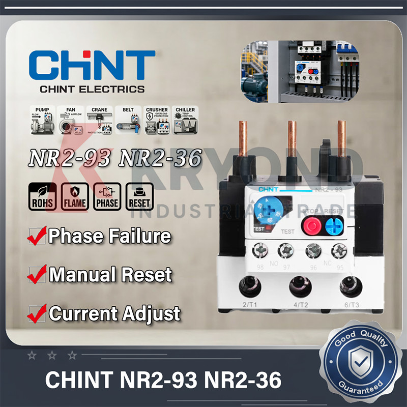 CHINT NR2-93 NR2-36 Rơle quá tải nhiệt 3 pha Công tắc bảo vệ động cơ có thể điều chỉnh CJX2 Contacto