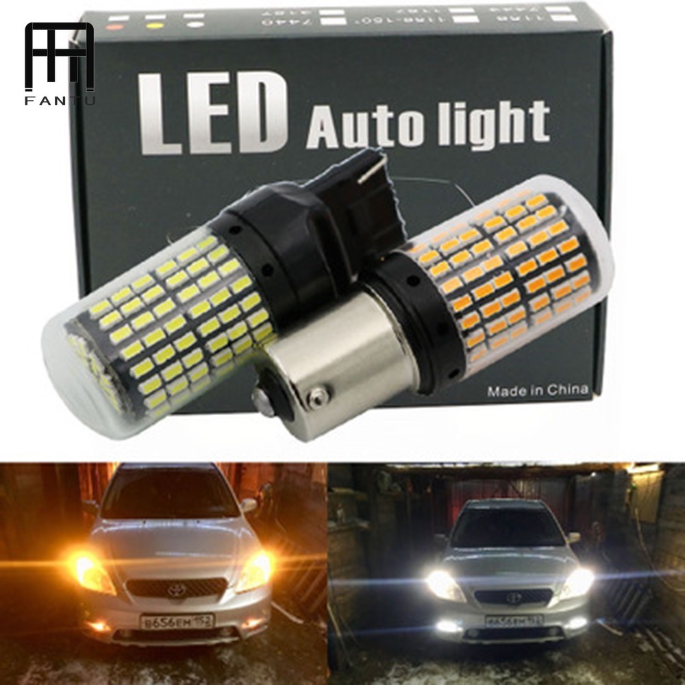 FANTUDZ 2 Chiếc 1156 BA15S BAU15S P21W 7440 3014 144SMD LED Bật Đèn Tín Hiệu Bóng Đèn Canbus Không L