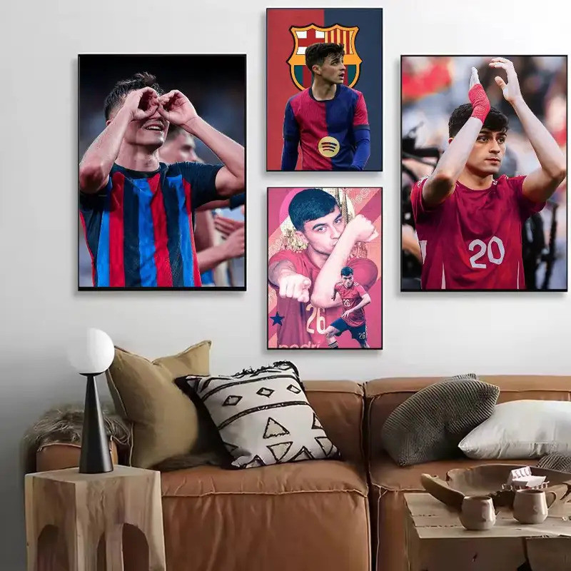 Bóng Đá Barcelona P-Pedri 8 Poster Chất Lượng Nghệ Thuật Treo Tường Retro Áp Phích Cho Phòng Gia Đìn
