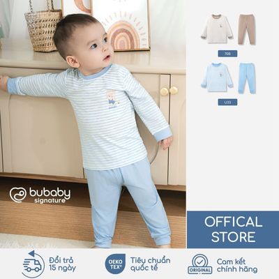 BU Baby Bộ dài tay Signature - N họa tiết gấu, bộ đồ trẻ em | Quần áo cao cấp mềm mịn | SVS110400