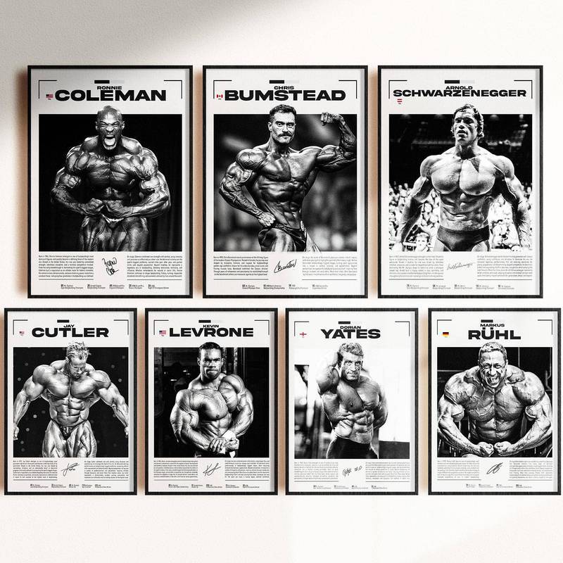 Vintage Đen Trắng Tập Thể Hình Treo Tường Nghệ Thuật Gói Cổ Điển Mr Olympia Arnold Schwarzenegger Cu
