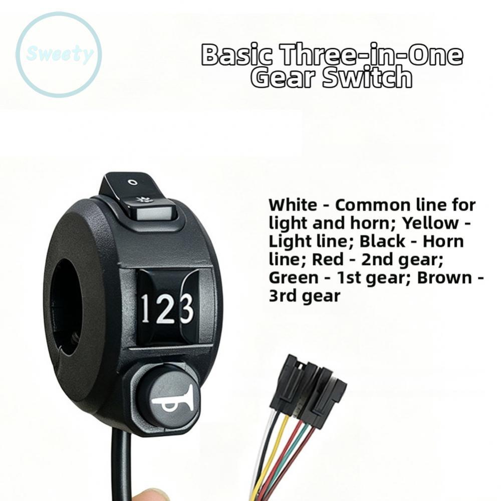 Hợp Kim Đen 6061 Ebike Switch Biến Tín Hiệu Gear Horn 22.2mm Thanh 1.7m Cáp 24-72V