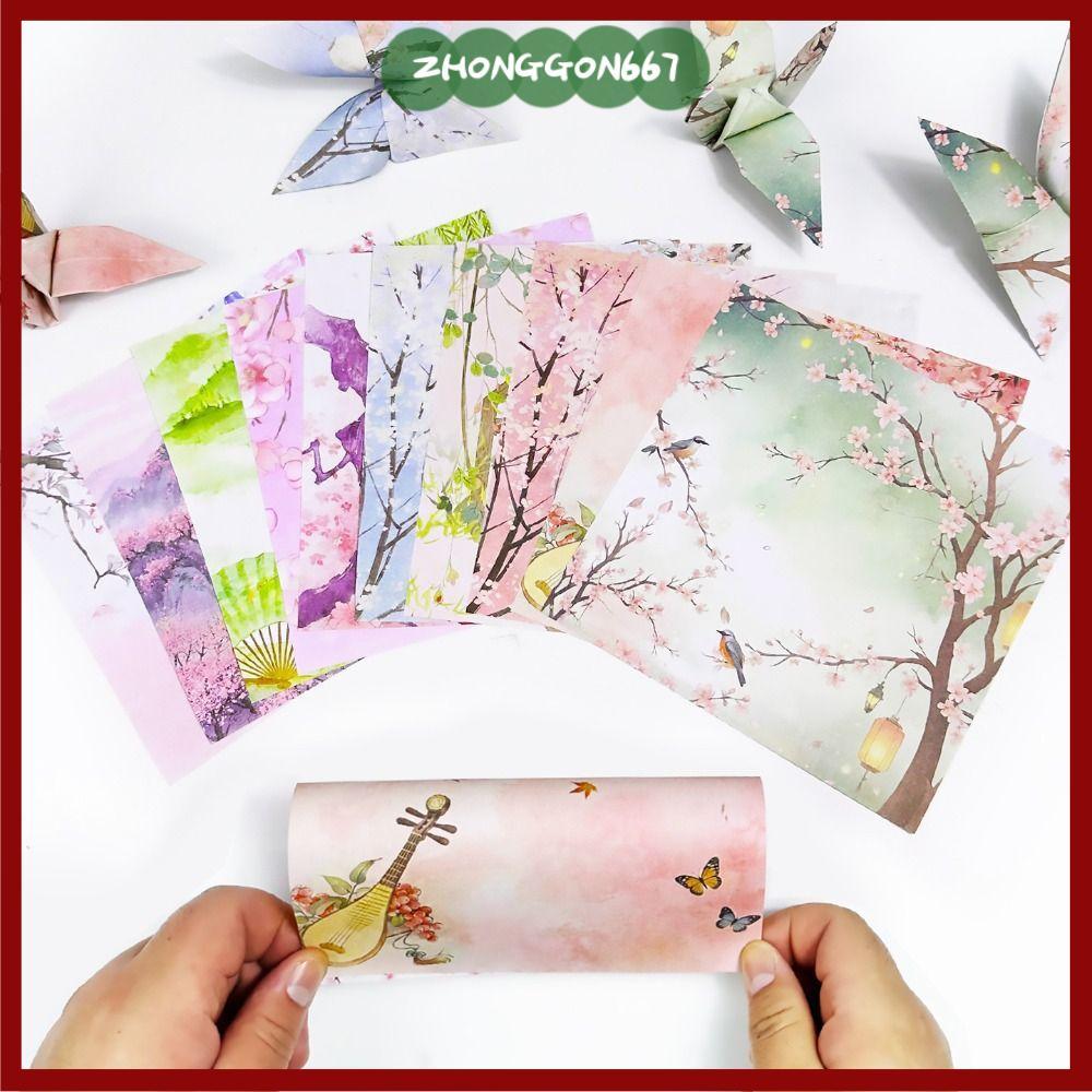 ZHONGGON667 60 tờ Giấy Origami, Giấy thủ công hoa hoa anh đào phong cách Trung Quốc, In hai mặt Phon