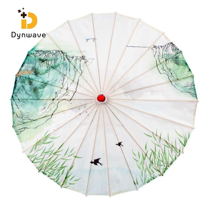 Dynwave Trung Quốc Dầu Giấy Ô Dù Nghệ Thuật Trung Quốc Cổ Điển Nhảy Dù 32 Inch Tre Lụa Dù Cho Làng P