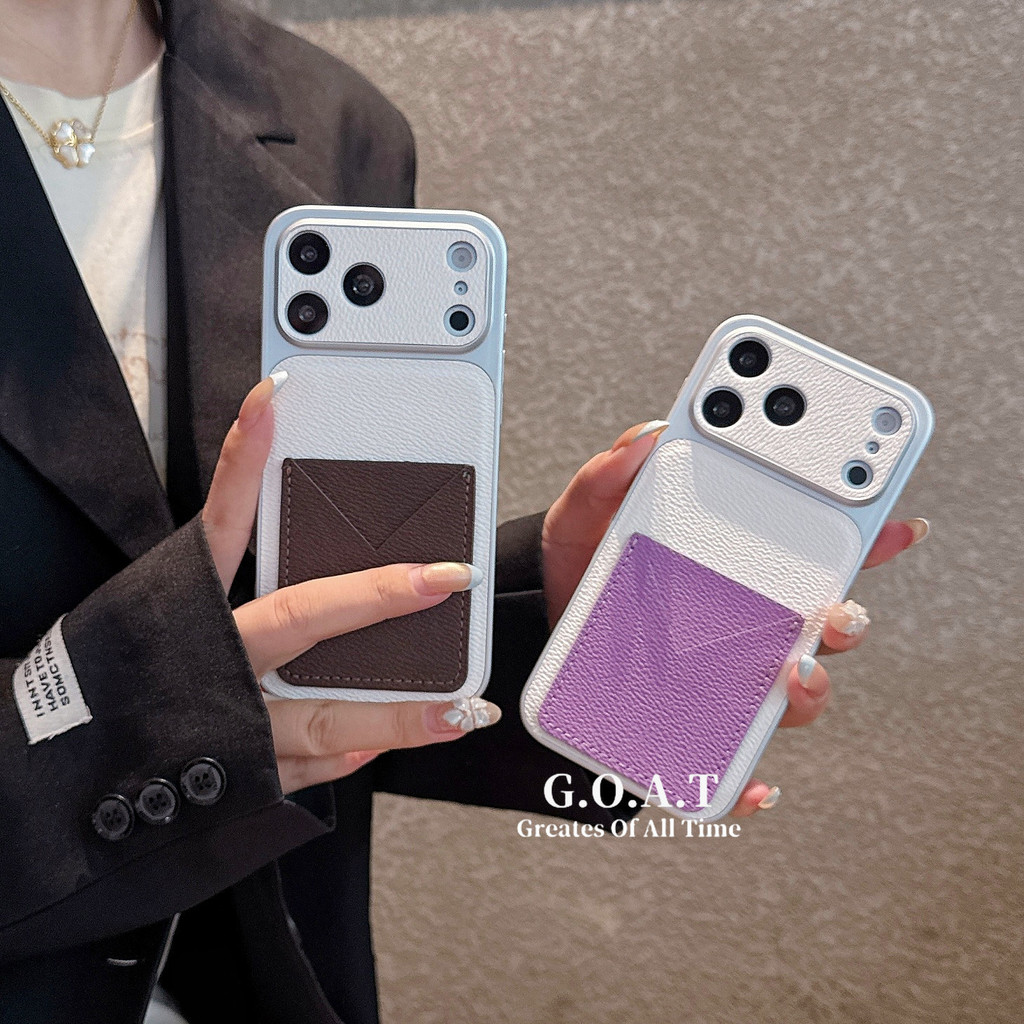 Vỏ túi đựng thẻ G.O.A.T Pattern kaki + V thích hợp cho iPhone 17 pro max iPhone 17 16 15 13 14 pro m