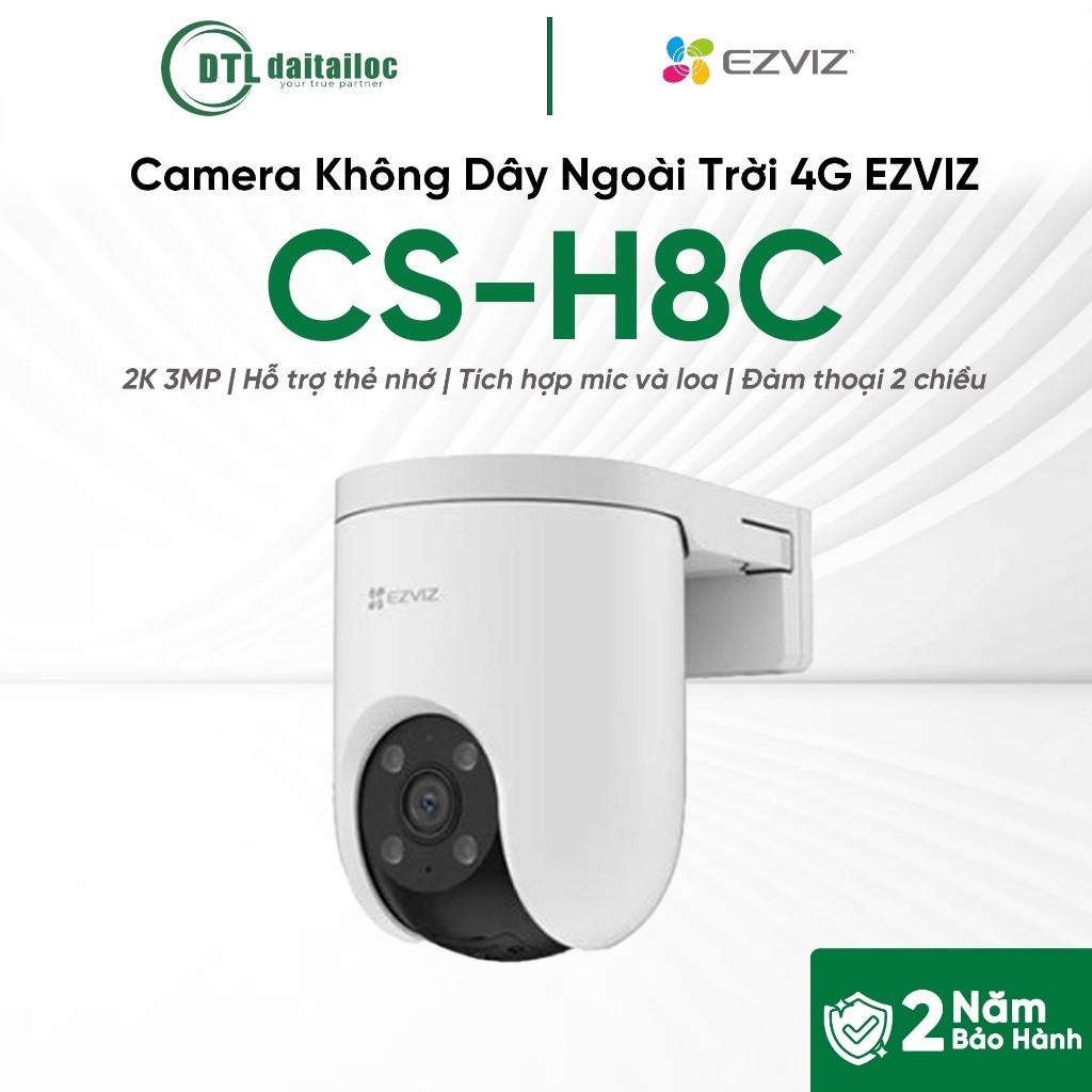 Camera Ezviz Ngoài Trời Quay 360 Không Dây CS-H8C (3MP,4G) | Chính Hãng | Bảo Hành 24 Tháng