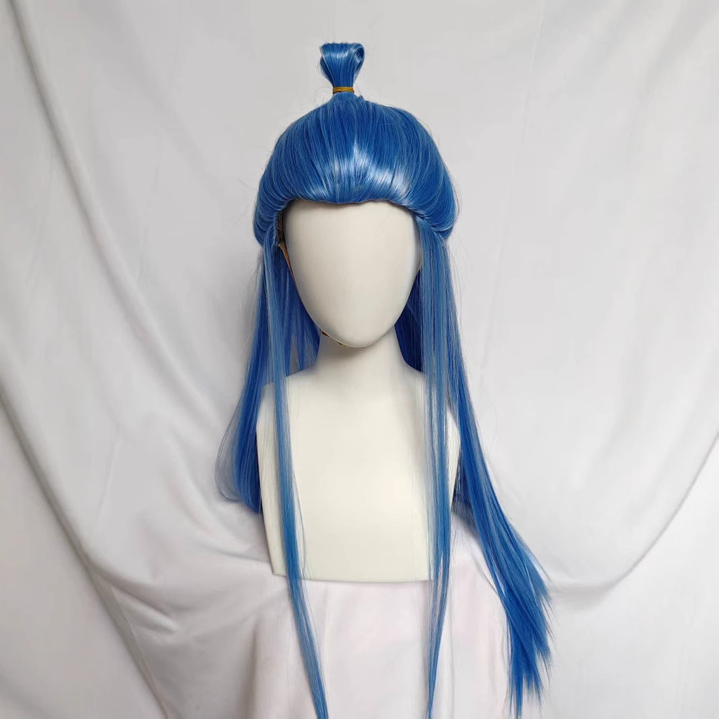 Nezha 's Demon Boy Ao Bing Ice Blue Antique Vẻ đẹp đặc biệt Nọc Bun cosplay Giả YH0J