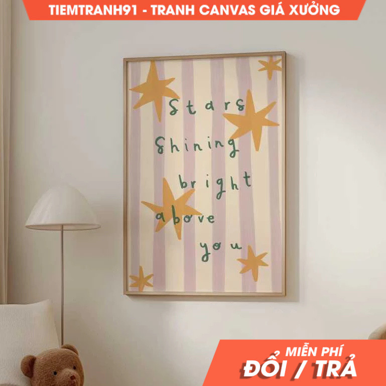 Tranh treo tường ,Stars Bright Above You Print, Star Nursery Print, Illustration, Nursery Wall Art, 