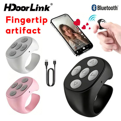 Bộ điều khiển Selfie Bluetooth không dây HdoorLink Bộ điều khiển lật trang đầu ngón tay cho Video ngắn Điện thoại di động Mini Điều khiển từ xa di động