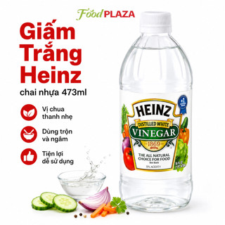 Giấm Trắng Heinz 473ml Chai Nhựa, Giấm Ăn Cao Cấp Dùng Nấu Ăn Làm Bánh Và Muối Chua, Tốt Cho Sức Khỏe