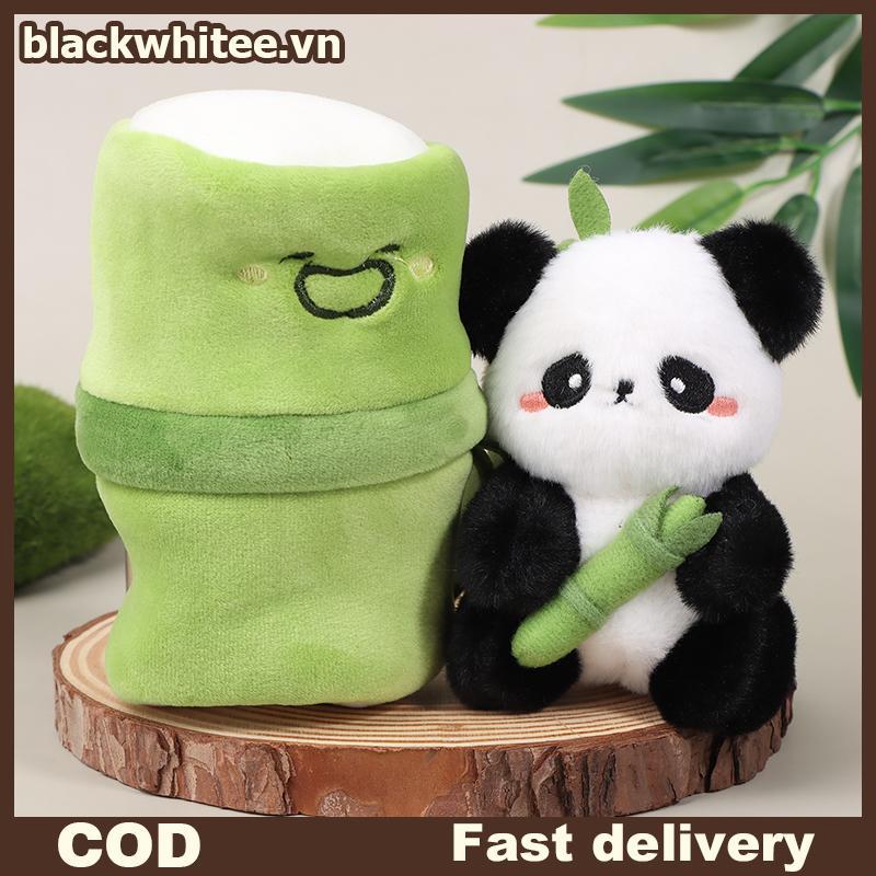 BWHTE 11cm 2 trong 1 Ống tre dễ thương Gấu trúc sang trọng Kawaii Gấu trúc rách Thú nhồi bông Plushi