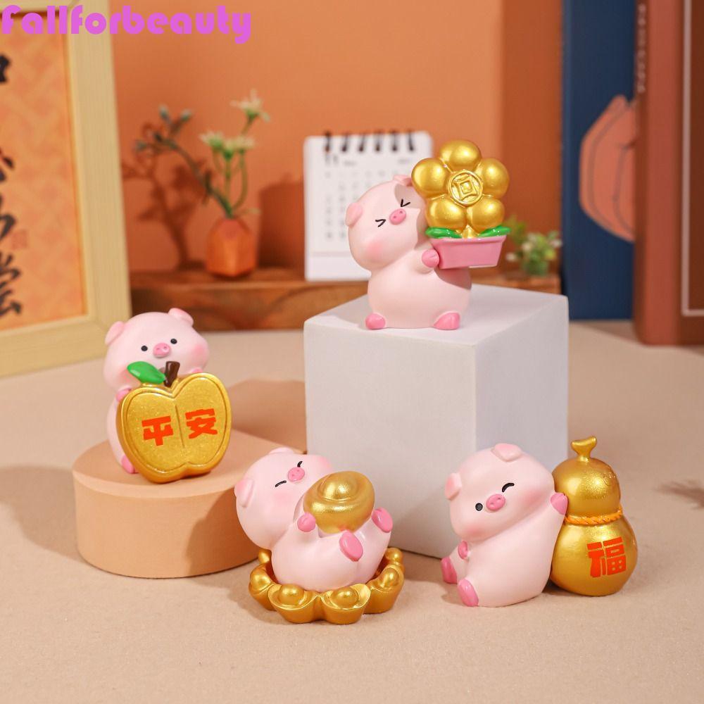 Tượng lợn phước lành FALLFORBEAUTY, Tượng lợn may mắn may mắn phong cách Trung Quốc, Phim hoạt hình 
