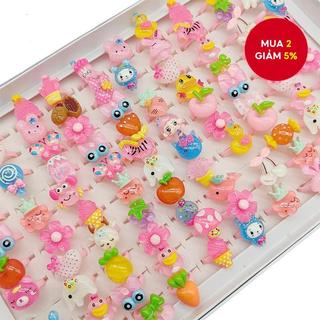 1 Bộ Nhẫn Trẻ Em Có Thể Điều Chỉnh - Nhẫn Nhựa Thiết Kế Hình Thú & Trái Cây Dễ Thương Cho Bé Gái Quà Tặng