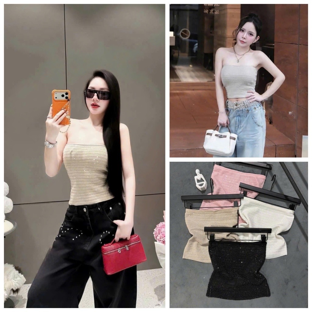 [Follow shop nhận mã 10k] Áo quây len dệt đá bling Gigi Closet AP1022