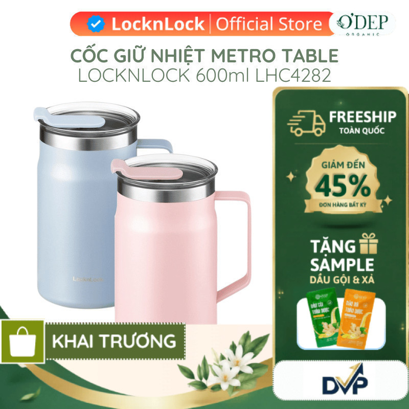 Cốc giữ nhiệt 600ml LocknLock Chính hãng Metro Table Mug LHC4282PIK   - SHOP DVP
