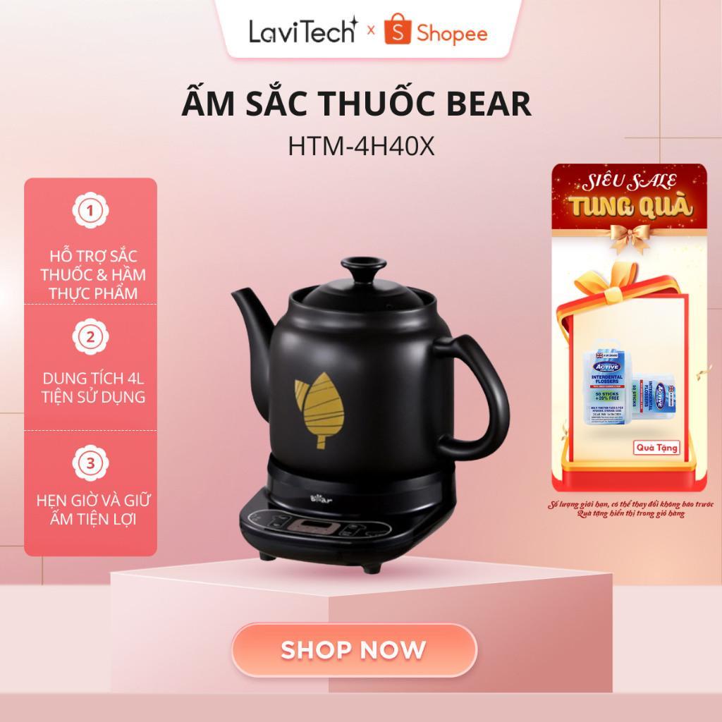Ấm Sắc Thuốc Bear HTM-4H40X 4L – Thân Sứ – Hẹn Giờ Giữ Ấm | BH 18 Tháng