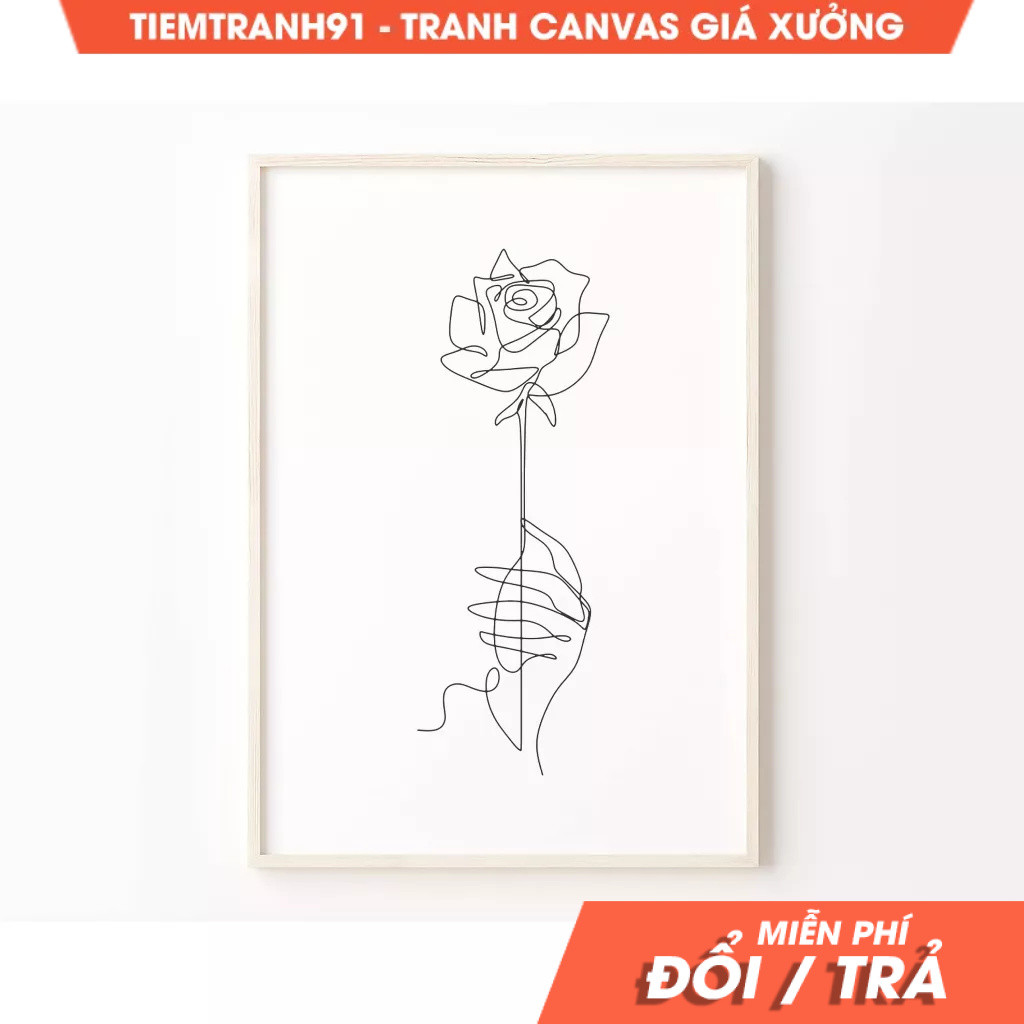 Tranh treo tường, One Line Drawing, One Line Art, Drawing Flower, Flower Line Art, One Line Flower. 
