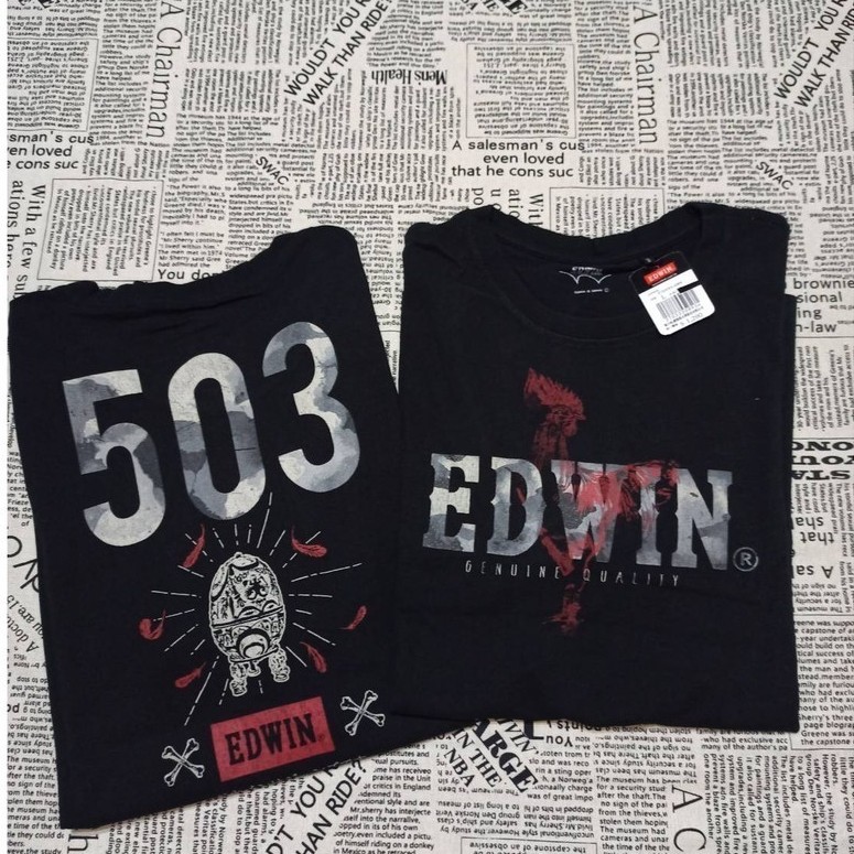 Hàng sẵn có EDWIN 503 Ngụy Trang In Hình Nam Nữ 100% Cotton Mềm Mại Áo Thun Cao Cấp Tokyo Nhật Bản P