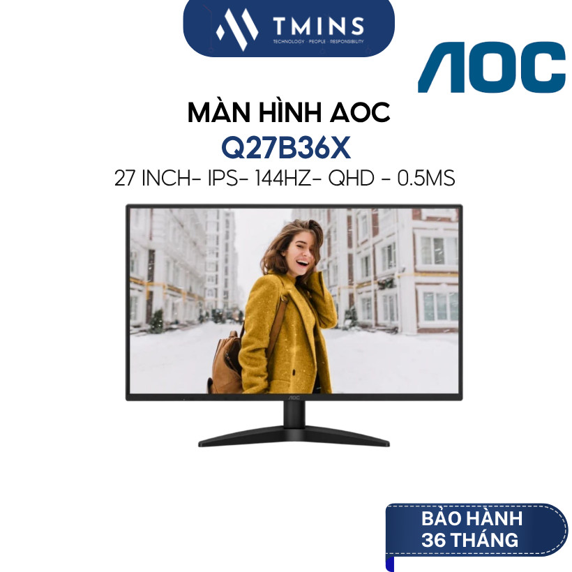 Màn Hình AOC Q27B36X (27 inch/ IPS/ 2K/ 144Hz/ 0.5ms) - Hàng chính hãng