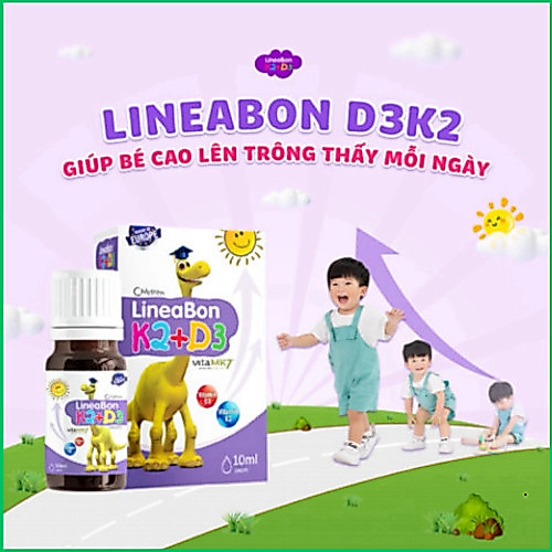[Nhập khẩu Chính hãng] D3 k2 Lineabon bổ sung vitamin d3 cho trẻ sơ sinh, giảm còi xương d2k3, tăng 