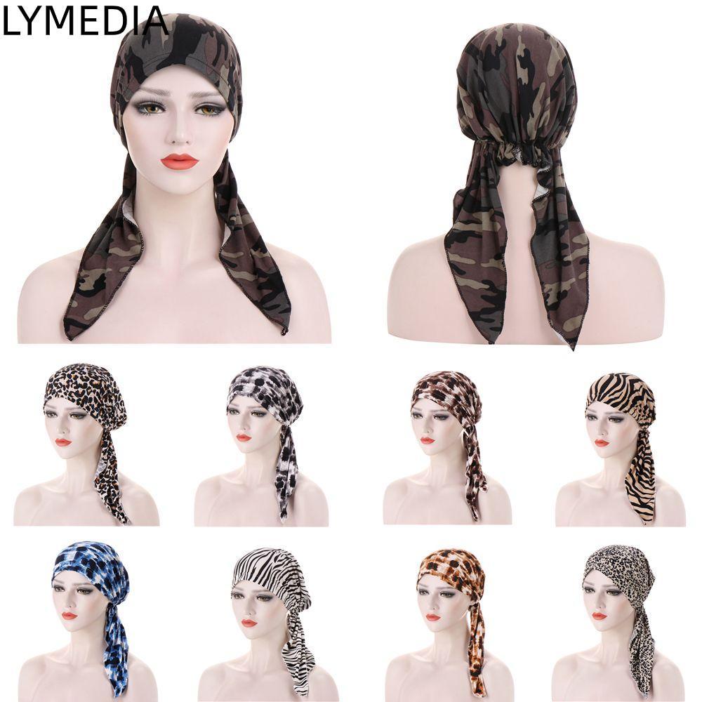 LYMEDIA Khăn trùm đầu in họa tiết da báo LYMEDIA Quấn đầu cho nữ