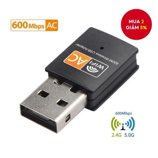 Bộ chuyển đổi WiFi USB băng tần kép 600mbps 2.4GHz 5GHz Card mạng không dây Dongle PC Laptop