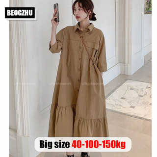  Đầm Babydoll BEOGZHU Bigsize Đầm Sơ Mi Tay Ngắn Có Cổ Dáng Dài Kiểu Hàn Quốc Mùa Hè Váy Thời Trang Đẹp Cho Nữ