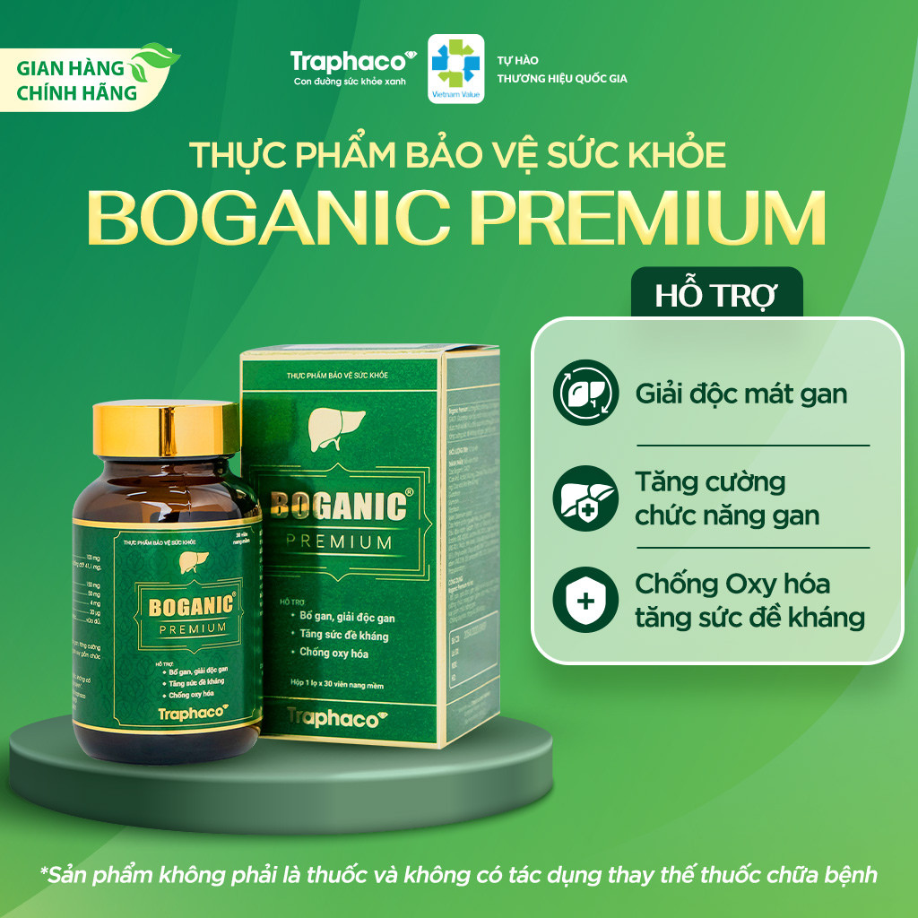 TPBVSK Boganic Premium Traphaco Bổ Gan Giúp Hỗ Trợ Thải Độc Gan Mát Gan, Chống Oxy Hóa 30 Viên/Hộp