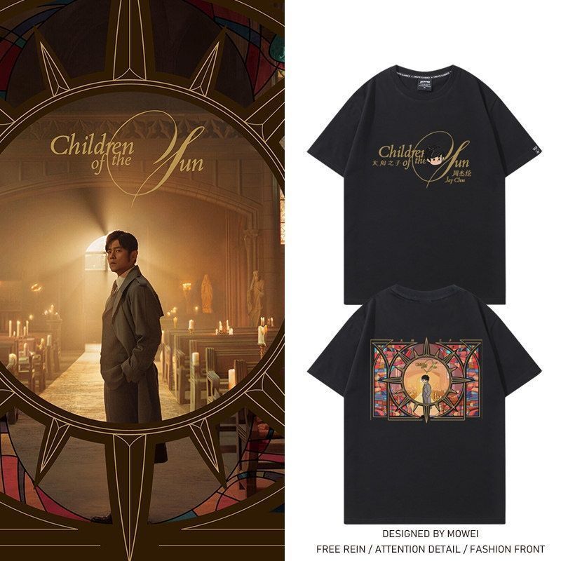 Jay Jay Jay Jay Jay Chou Son of the Sun Hàng Hóa Áo Thun Nam Nữ Album Hoạt Hình Cùng Phong Cách Cổ V