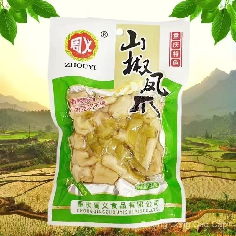 Chân gà ngâm ớt, chân gà ớt rừng Châu Nghị180g90g Đồ ăn vặt vị ớt chua cay của Trùng Khánh.