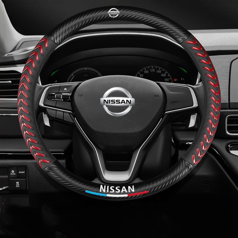 Vỏ bọc lái bằng da sợi Carbon Nissan Penutup Sterenng Không mùi Almera Xtrail Navara Teana Nissan Al