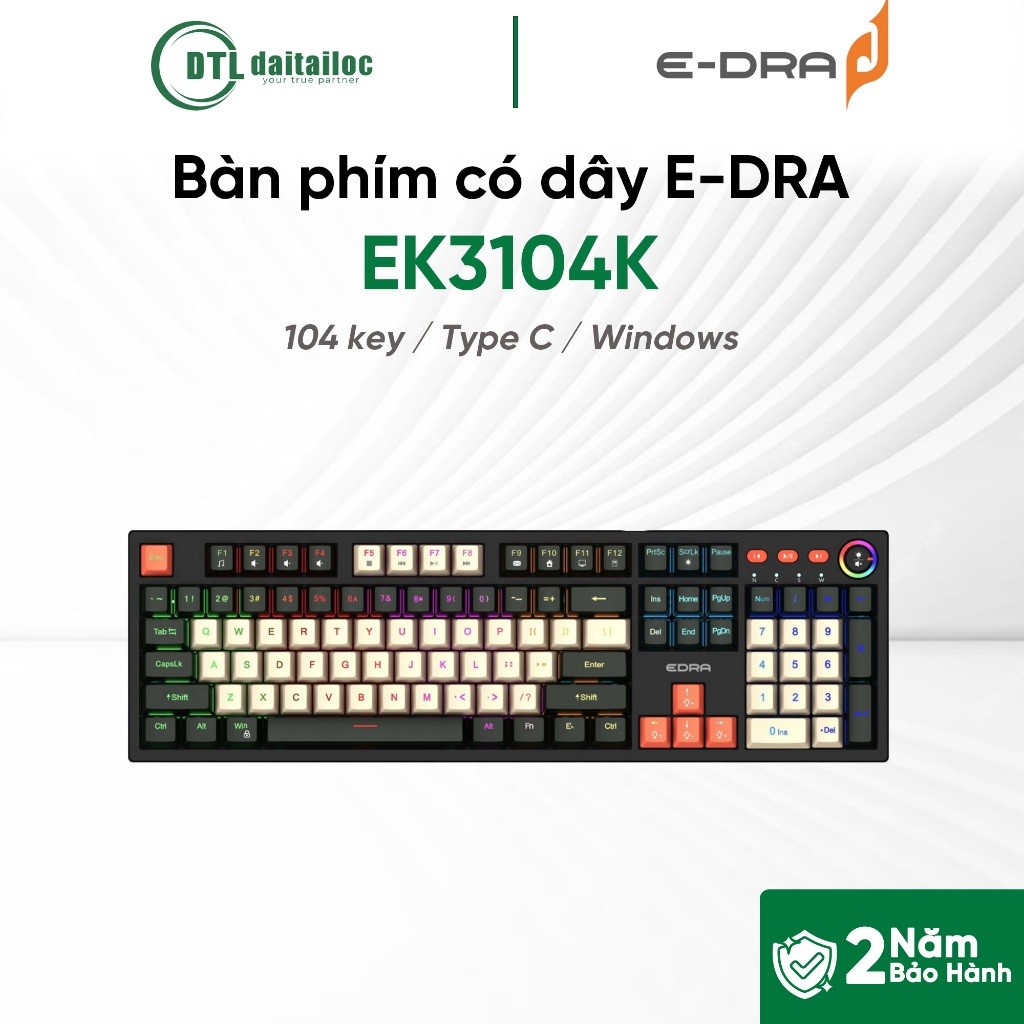 Bàn Phím Cơ Có Dây E-Dra EK3104K Blue Switch - LED | Chính hãng | Bảo hành 24 Tháng | BigBuy360 - bigbuy360.vn