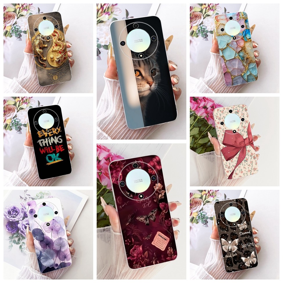 Dành Cho Honor ALI-NX1 Dành Cho Honor X9B 5G Ốp Lưng Mèo Dễ Thương Hoa Sang Trọng Sơn Thoáng Mát Vỏ 