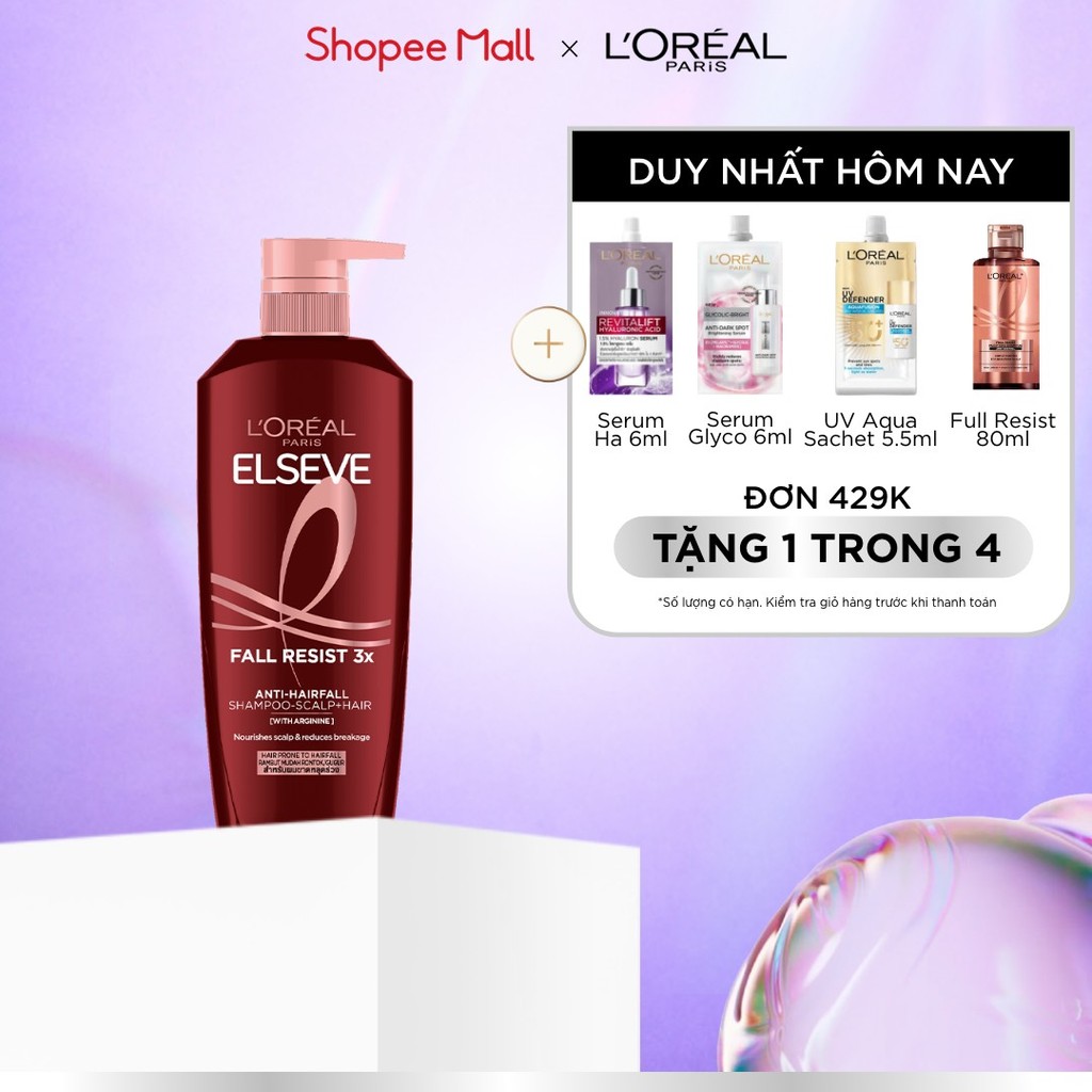 Dầu Gội L'Oréal Paris Elseve Fall Resist 3x Giảm Gãy Rụng Tóc 620ml