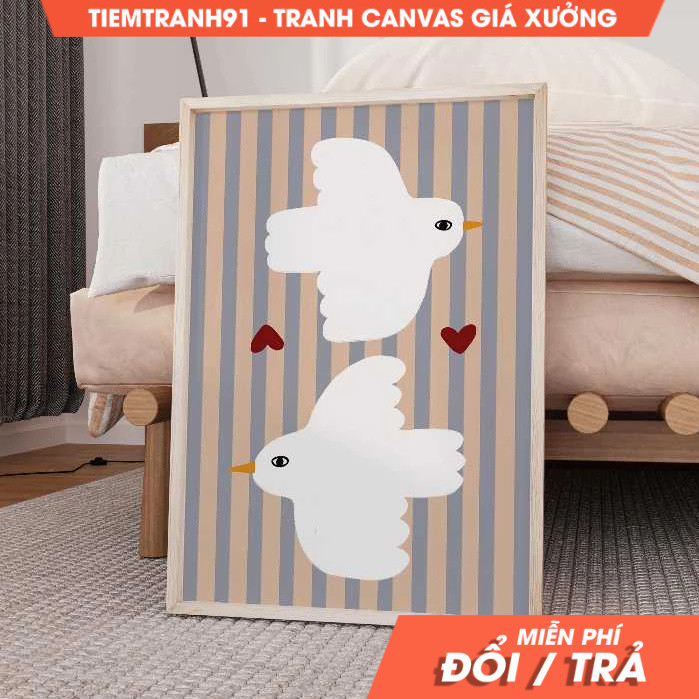 Tranh treo tường, Doves Print, Eclectic Illustration Art, Bedroom Art, Animal Illustration, Nursery 