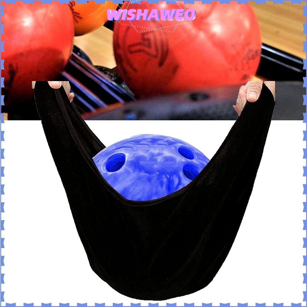 Túi đựng bowling WISHAWEO, Túi làm sạch bóng bowling sợi nhỏ siêu mềm màu đen, Túi đựng phụ kiện bow