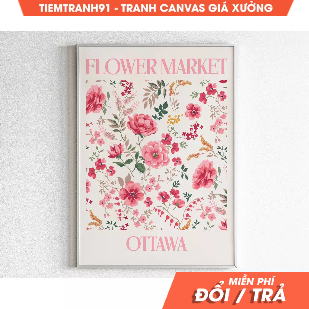 Tranh treo tường, Ottawa Flower Market, Canada Travel Poster, Maximalist Home Decor, Canada Art, Ecl