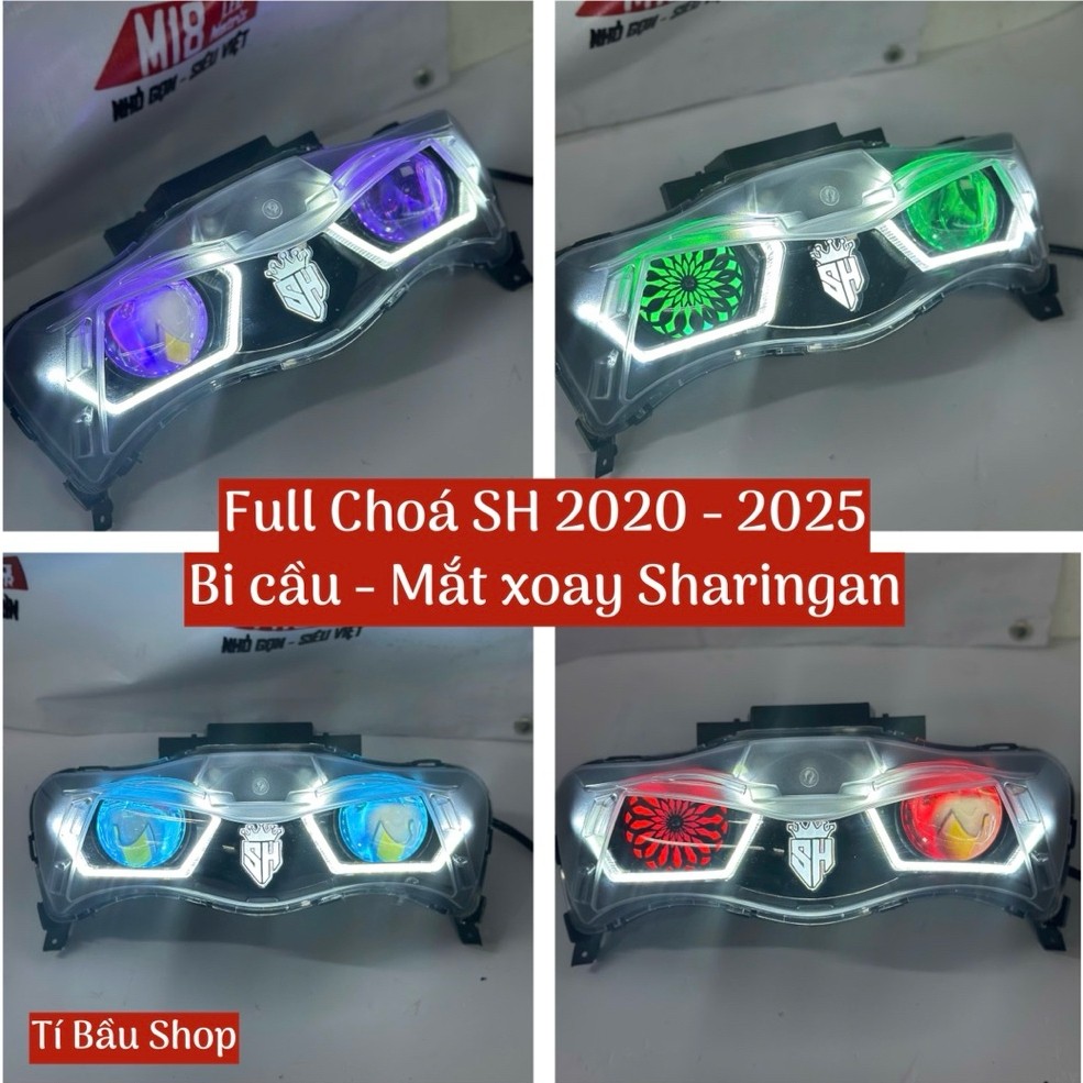 Full Cụm Choá Bi Cầu MA Racing M10 + Mắt Xoay Sharingan Mắt Quỷ Đổi Màu App SH 2020 - 2025