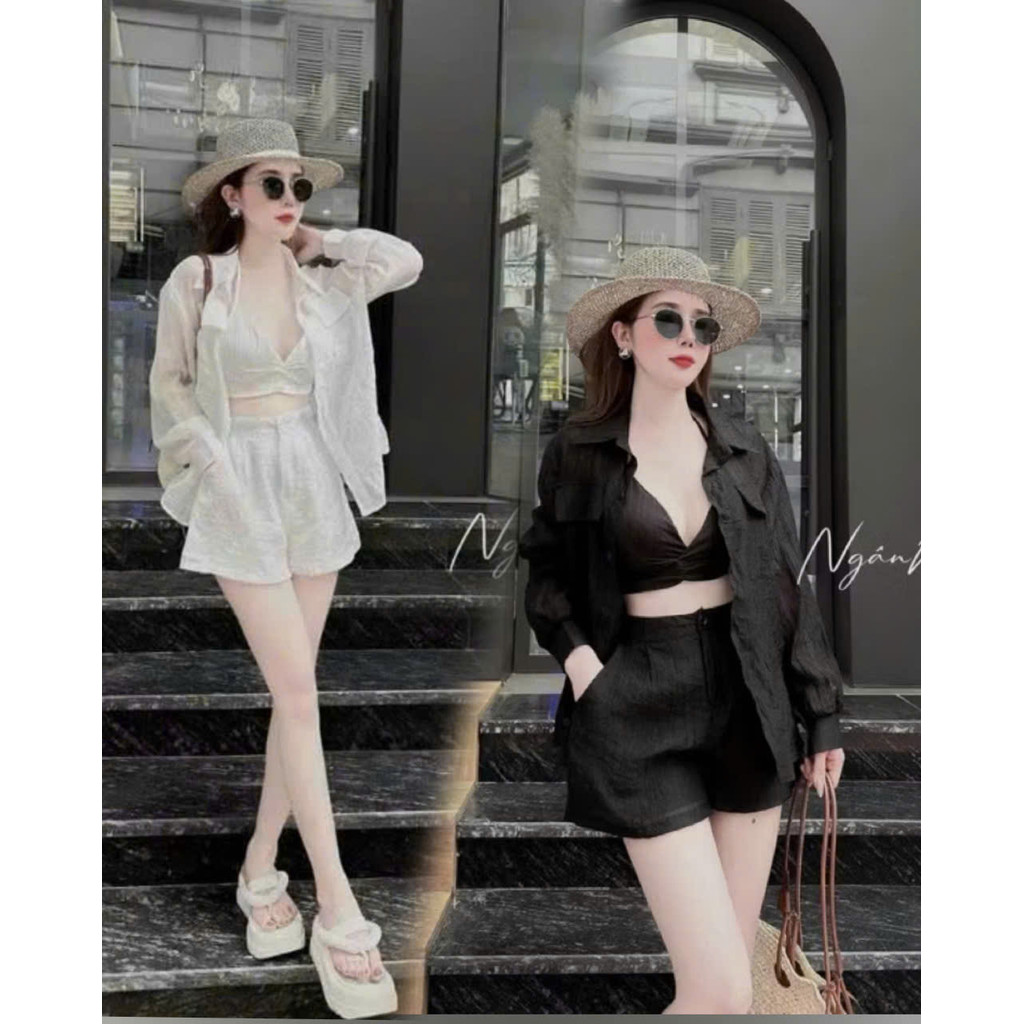Sét Bộ Bikini Quần Đùi Áo Cột Yếm BY7210 Hở Lưng Có Mút, Đồ Bơi Đi Biển Áo Tắm Tôn Dáng Sang Chảnh S