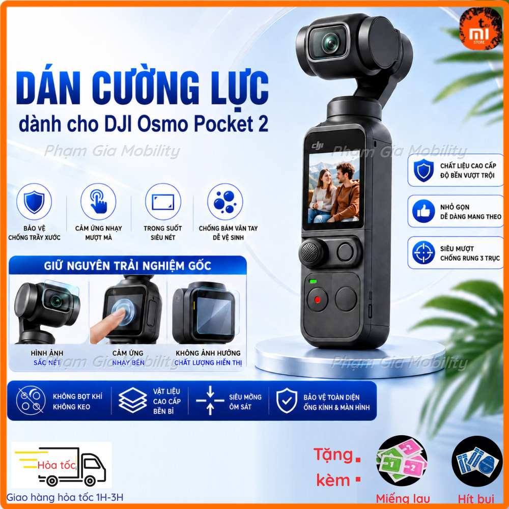 (Bộ gồm 2 cái) Kính Cường Lực Cao Cấp DJI Osmo Pocket 2 Pocket2 có khung trợ dán, chống trầy xước mà