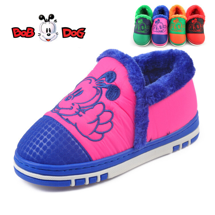 Bobdog Bobdog Trẻ Em Cotton Chính Hãng Trẻ Em Hoạt Hình Sáng Tạo Nhà Chống Trơn Trượt Dày Giày Cotto