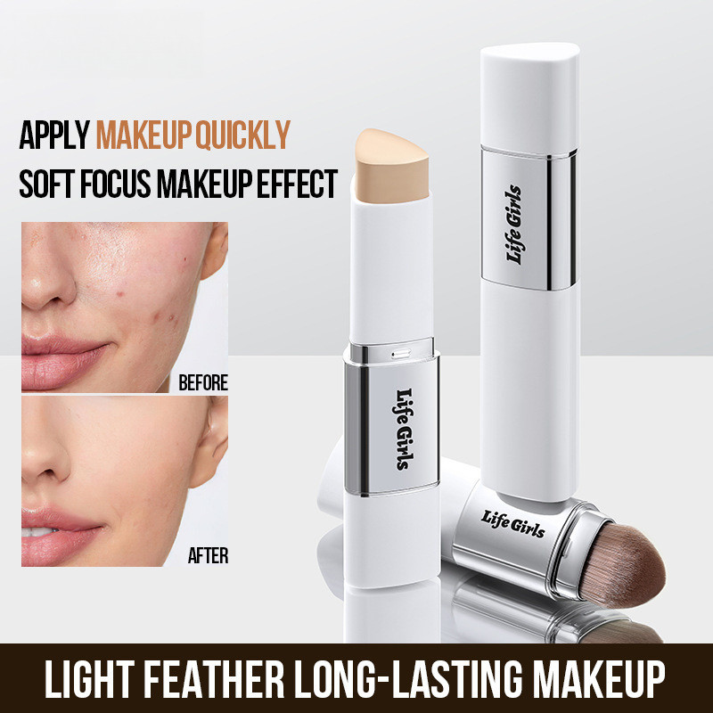 [Hàng có sẵn] Life Girls Light Feather Holding Makeup Foundation Stick Double-Headed with Brush Ligh