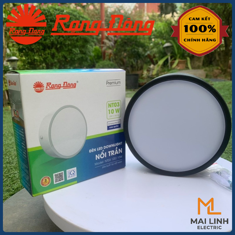 (Rạng Đông) Đèn Led gắn trần - Đèn ống bơ - Đèn Lon 10W 12W Vỏ đen - Sáng trắng - Đổi 3 màu - Model 