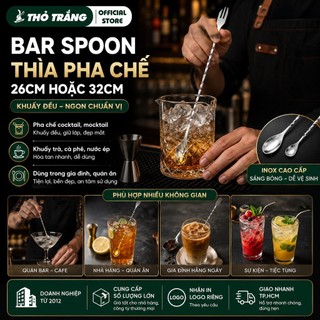 Muỗng/Thìa pha chế bar spoon 26cm hoặc 32cm (thìa bar, muỗng khuấy, thìa khuấy)