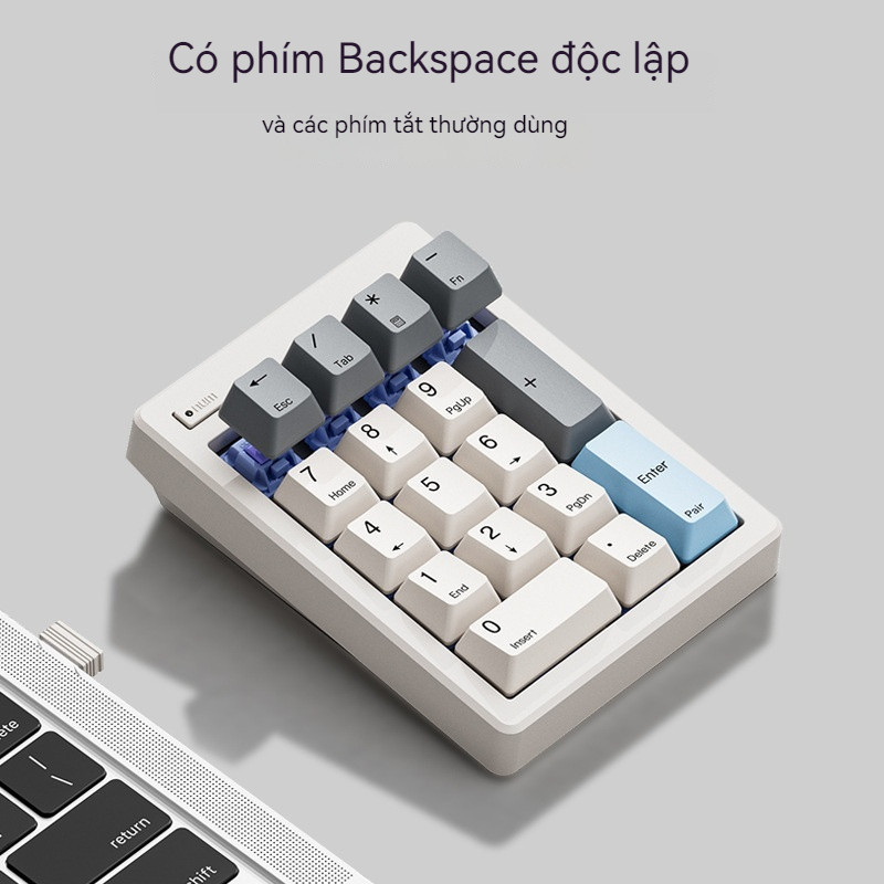 Bàn Phím Số Rời Cơ Bluetooth Không Dây 2 Chế Độ USB Numpad Kế Toán Cho Laptop Máy Tính